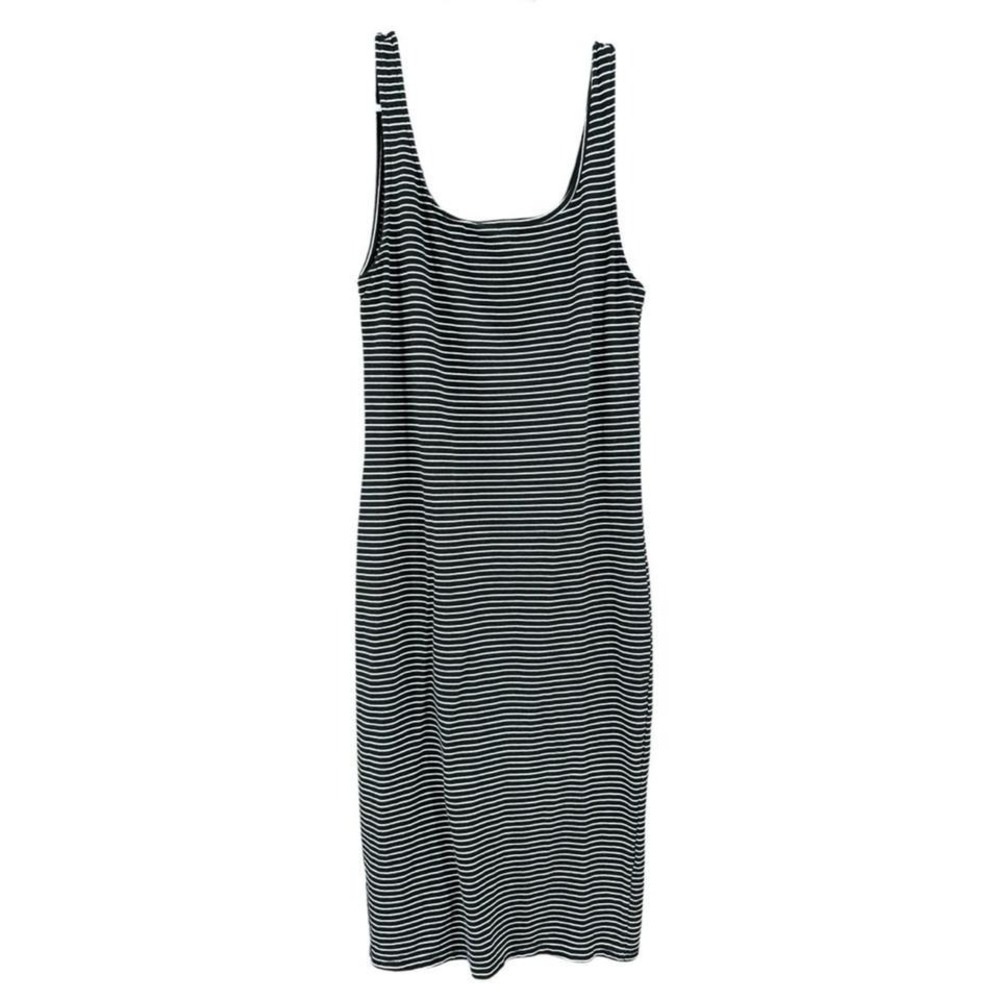 Fitted Heart & Hips Striped Tank Dress Black and White Midi Bodycon Large